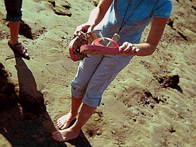 JENNY PLAYS WITH A CRAB