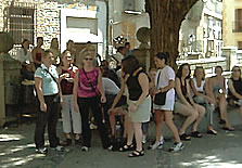 KU GROUP WAITS TO ENTER THE CATHEDRAL