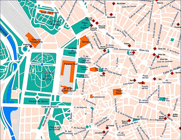 MAP OF CENTRAL MADRID